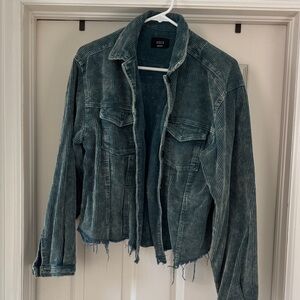 Vici Teal Corduroy Jean Jacket